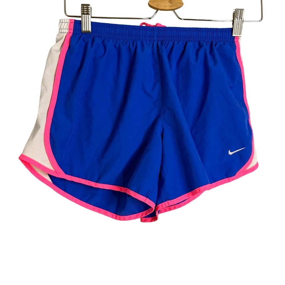 Nike Dri-FIT Tempo Running Shorts Blue Pink White Mesh‎ Athletic Womens XS